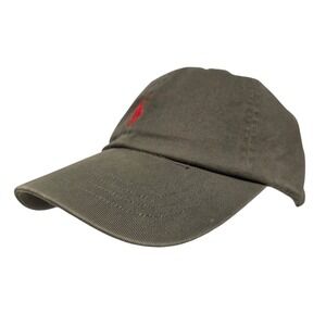 Polo Ralph Lauren Baseball Hat  Olive Green Red Pony Logo Strapback Cap Dad